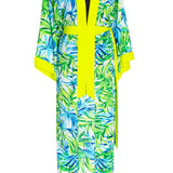 Euphoria – Paradise Palm Maxi Split Kaftan (Neon Yellow)