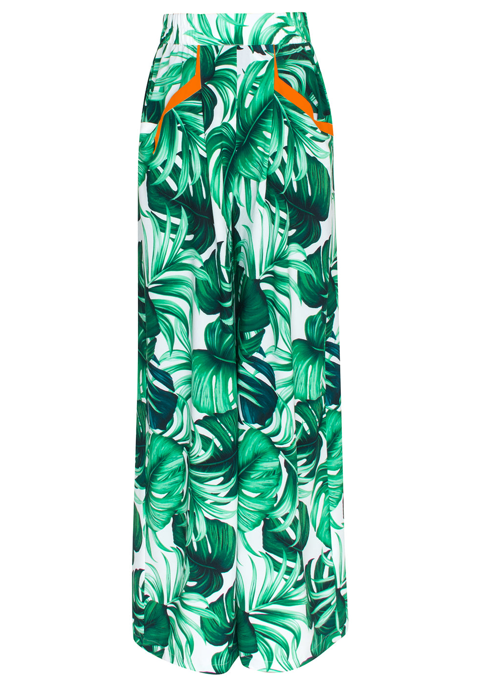 Jungle - Monstera White / Green Pants (Neon Orange)